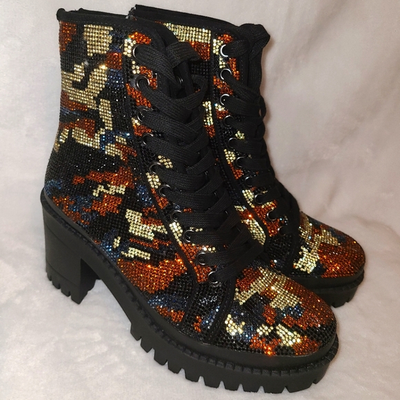 Steve Madden Rhinestone Combat Boot - Picture 1 of 5